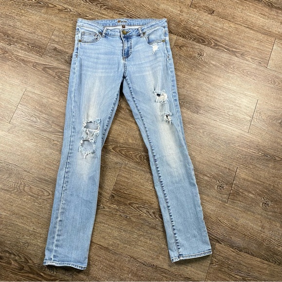 Kut From The Kloth Jeans Women 4 Distressed Light Wash Slim Straight Denim Faded - Picture 1 of 11
